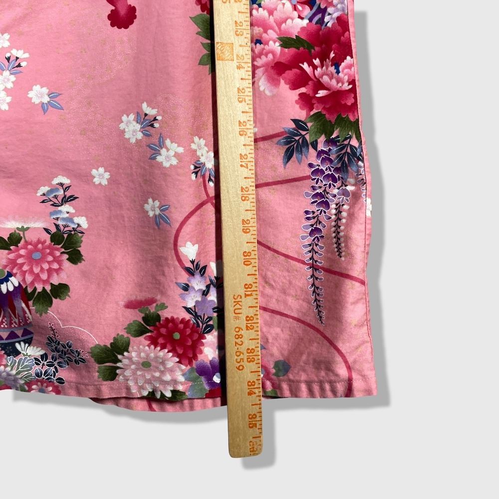 From Fire Kimono Robe Womens XS Pink Garden Bird Floral Satin Lounge No Belt - Picture 6 of 7